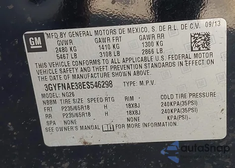 2014 Cadillac Srx Standard z USA, uszkodzony, nr VIN 3GYFNAE38ES546298